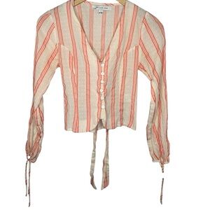 The Good Jane Cotton Striped Button Up Blouse Size XS